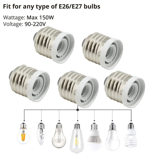 10Pcs E26E27 To E12 LED Bulb Socket Adapter Medium Base Candelabra Screw Reducer - Picture 2 of 12