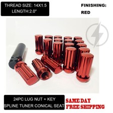 Fit Ford Expedition F150 2015-19 Spline Tuner Lug Nut 2 14x1.5 Red 24pckey Fit Ford Expedition F150 2015-19 Spline Tuner Lug Nut 2 14x1.5 Red 24pckey