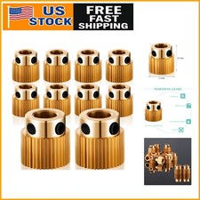 Mudder 10 Pcs 10 Pcs 40 Teeth Extruder Wheel 3D Printer Parts Drive Gear Brass E
