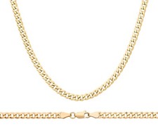 9ct Yellow Gold on Silver Solid Curb Chain - 4mm - 16" 18" 20" 22" 24" 26" 30"