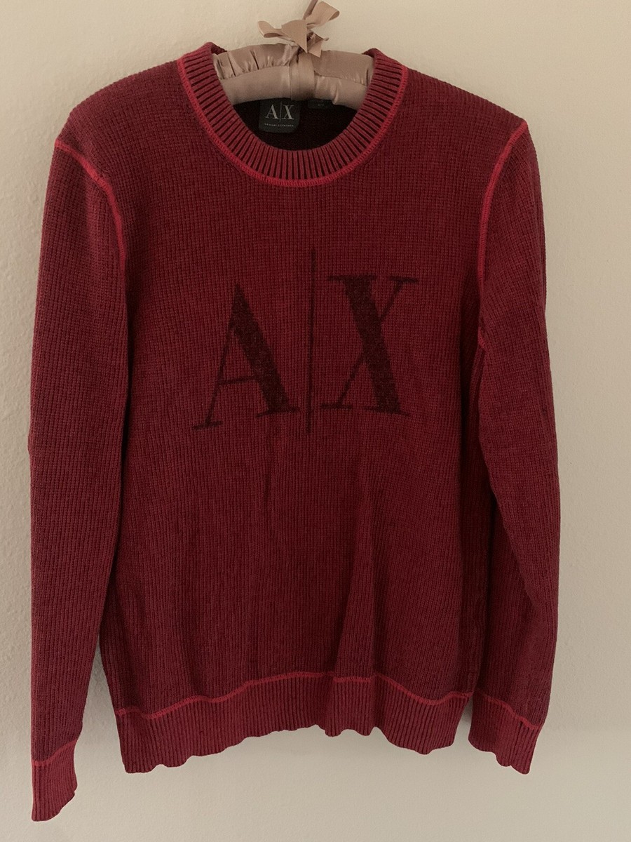 M Armani Exchange A/X Logo Red Sweater Winter Holiday 2014
