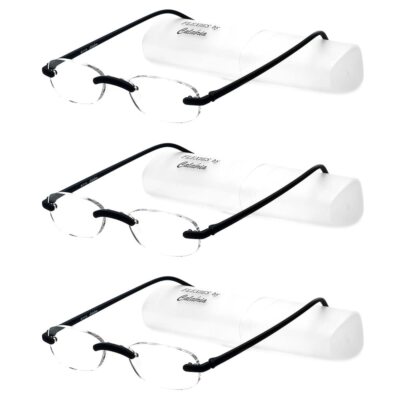 Calabria 715 Flexies Oval Bendable Rimless Reading Glasses +1.25 Ebony (3Pack) M