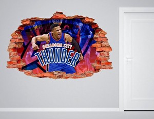 Details About Oklahoma City Thunder Nba Wall Decal Living Room 3d Wall Paper Sticker J260