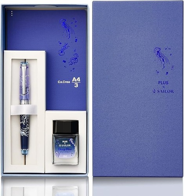 #ad Sailor Pro Gear Slim Fountain Pen PLUS Cross Moon Jellyfish 14K MF Nib w BOX New $295.00