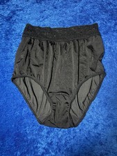 Vintage Black Nylon Panties High Waist Brief Panty Lace Medium