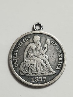 1877 Seated Liberty Dime Engraved Love Token / Pendant / Nice Details ❤️