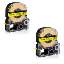 2PK Compatible with EPSON K-Sun 209BY 209BYPX 9mm Tape Black on Yellow Label