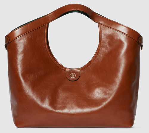 NEW GUCCI Giglio Dark Brown Leather Large Tote Bag 853971 Japan Authentic