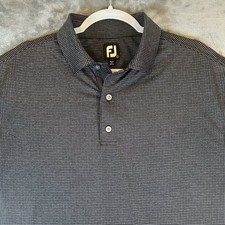 FootJoy FJ Polo Shirt Mens L Black Pattern Short Sleeve Polo Golf Performance