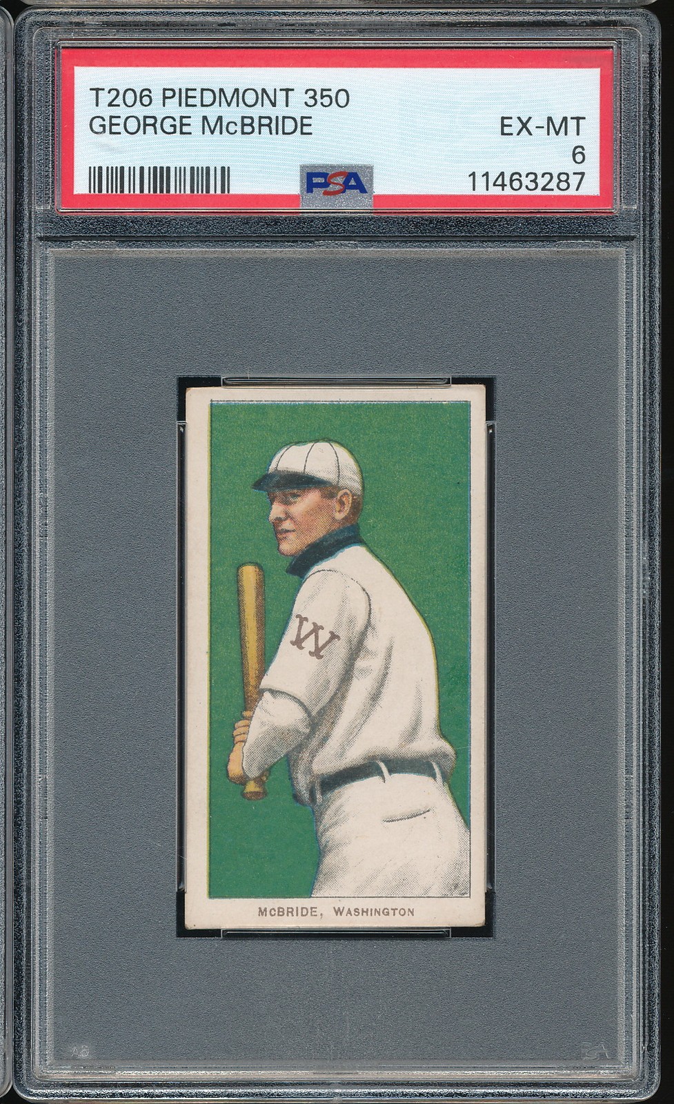 T206 Piedmont 350/25 George McBride PSA 6 - Washington - POP 31