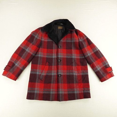 Pendleton Jacket Large Vintage Pendleton Jacket Large Red Wool Quilted Fur Trim Cruiser ...