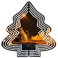 Metal Hanging Christmas Tree Wind Spinner - Festive Garden Decoration 