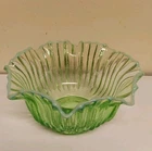 Vintage L.E.Smith Depression Spring Green Opalescence Trim Ribbed Bowl c.1940'S