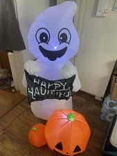 Gemmy Halloween Airblown Inflatable 4' Happy Haunting Ghost Pumpkin
