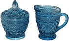 New ListingVintage Anchor Hocking Wexford Blue Sugar Dish & Lid With Creamer Pitcher Rare