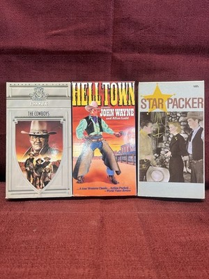 Warner John Wayne Westerns The Cowboys Hell Town Star Packer VHS Screen Legends