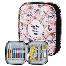 Wanshui Crochet Hook Case,Portable Zipper Storage Organizer Bag for Crochet H...