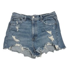 Abercrombie Fitch The Mom Short High Rise Distressed Denim Jean Blue 30/10