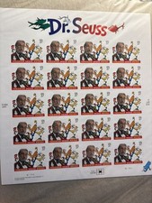 2003 Dr. Seuss 20 Stamp Sheet USA .37 Theodore Seuss Geisel 