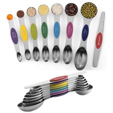 Pack of 8 Stainless Steel Magnetic Measuring Spoons Set, Dual Sided, Stackabl...