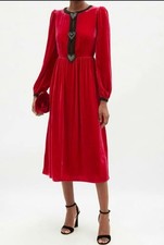Saloni Women’s Red/pinky Velvet Dress With Hearts UK size 16