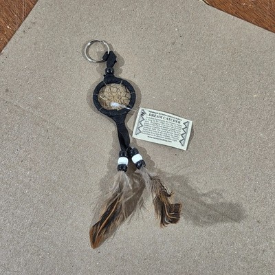 Authentic Navajo Dream Catcher Key Chain Handcrafted Black 1.5'' Diameter
