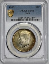 1965 Kennedy 50c Half Dollar PCGS SP 65 SMS Rainbow Toned