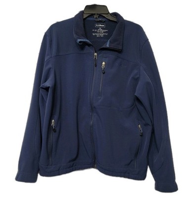 L.L. Bean Men's Full Zip Jacket Navy Blue XL Regular Logo Embroidered Soft Shell