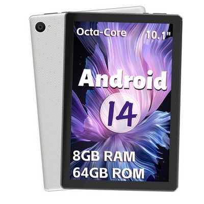 Octa-Core Android 14 Tablet 10.1'' Wifi 2.4G+5G BT 5.3 Widevine L1 Google Play