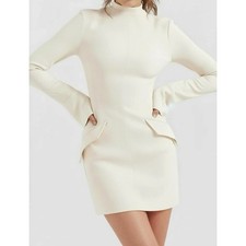 $269 NWT HOUSE OF CB Mahalia Mini Dress, Vintage Cream, Large (Tall)