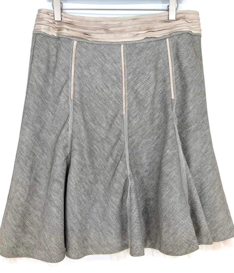 Винтажная Y2K Ограниченная Серая Плиссированная Расклешенная Сетка С Грубой Подкладкой Шелковая Отделка Юбка Размер 10 - Изображение 4 из 4