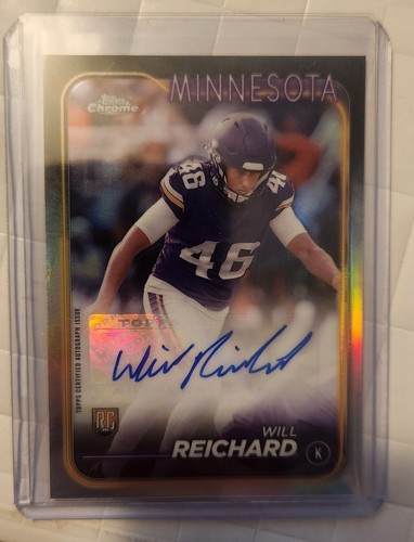 2024 Topps Chrome Football Will Reichard Auto Variation Rookie RC Vikings - Picture 1 of 2