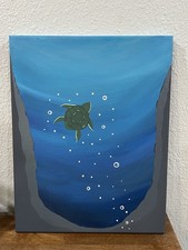 Hand Painted Turtle In The Ocean Kids/Nursery Decor