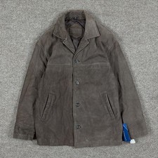 NWT Bostonian Brown Genuine Leather Button Front Collared Jacket Mens Large 450