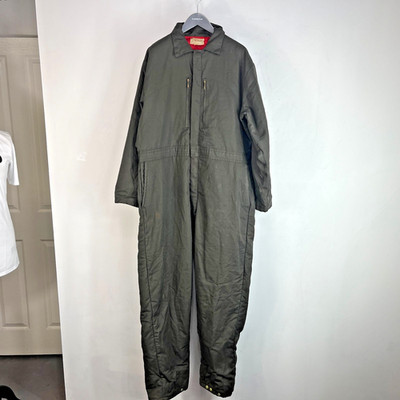 Vintage Montgomery Ward Powr House Thermo Isolierte Latzhose Grün mit Kapuze Gr. XL