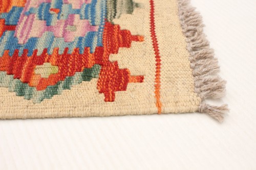 Vintage Hand Woven Geometric Carpet 5'5" x 8'3" Traditional Wool Kilim Area Rug - Picture 5 of 9