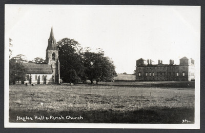 Postkarte Hagley Hall bei Stourbridge Worcestershire Landhaus Kirche RP