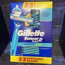 Men's Gillette Sensor PLUS 2 Disposable Razor Powder Lubrastrip 52 Razors Sealed