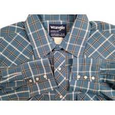 80s VTG Wrangler Pearl Snap Shirt Men 17-34 Cowboy Cut X-Long Tails USA Rodeo
