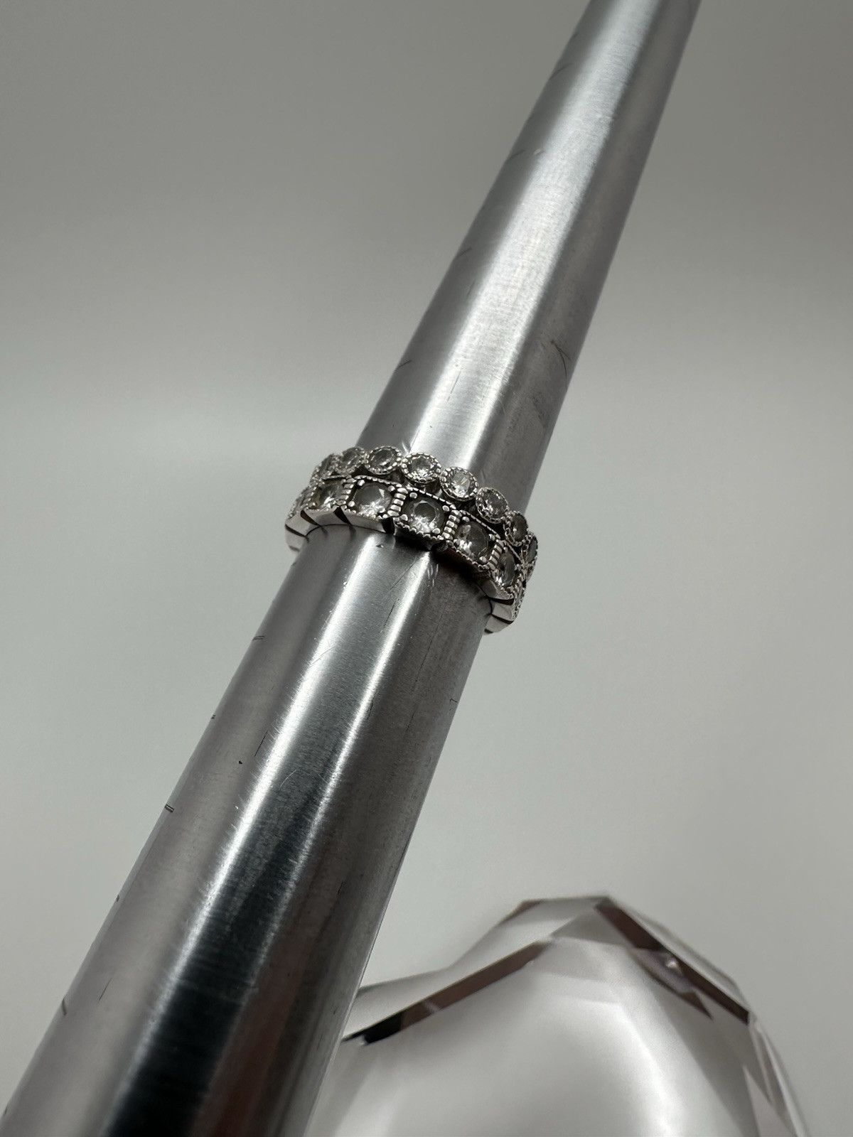 Sterling Silver Eternity CZ 2 Ring Stack Set Size… - image 3