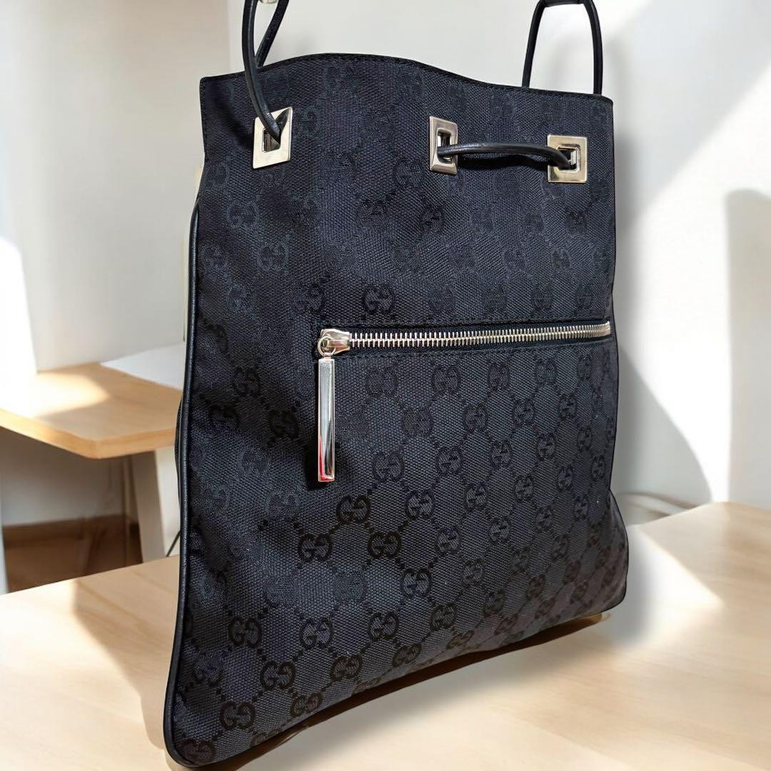 Gucci GG Canvas Black Shoulder Bag Authentic Japanese Import