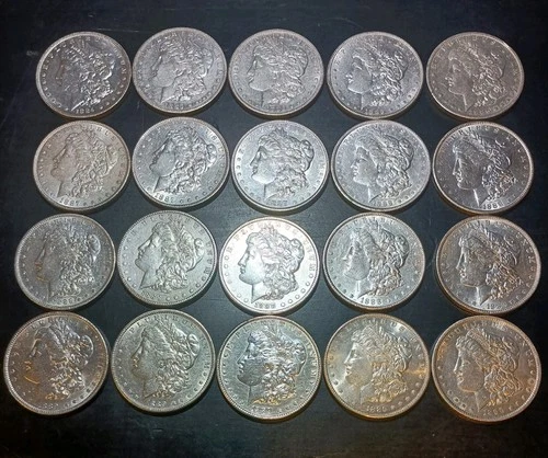 1 ROLL OF MORGAN SILVER DOLLARS  (1884-1890 mixed) Average circulated-no culls