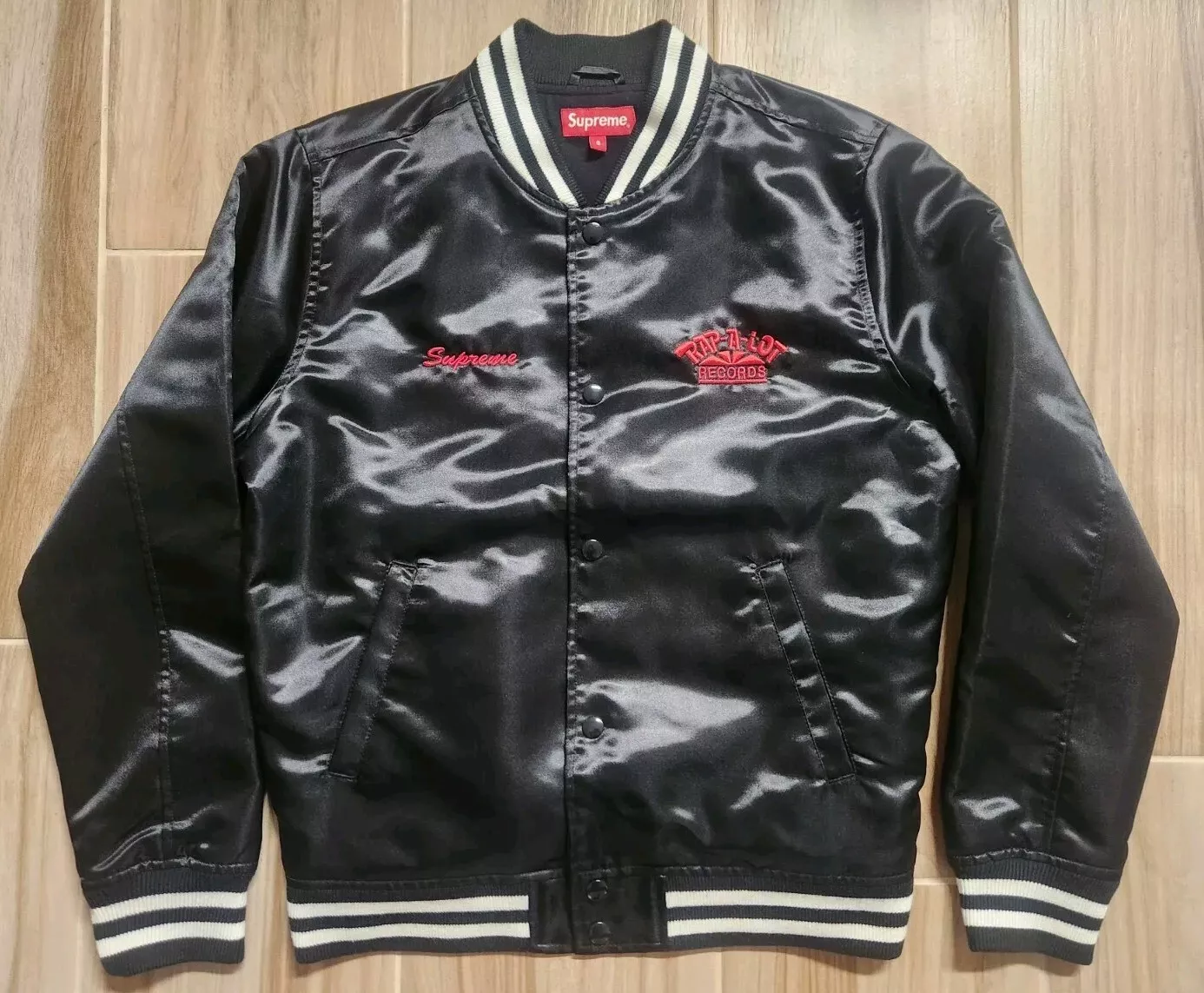 Veste club satin noir Supreme x Rap A Lot Records taille SMALL SS17