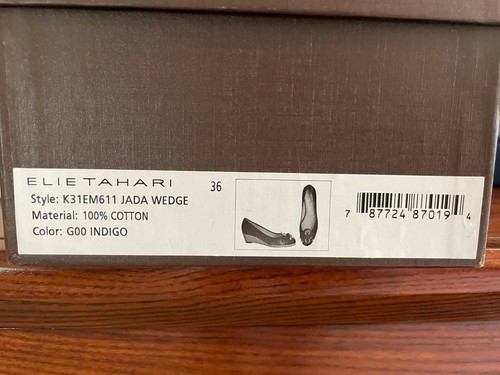 ¡Nuevo en caja! Alpargatas de cuña Jada para mujer Elie Tahari, talla EE. UU. 6M/EURO 36 - Imagen 11 de 12