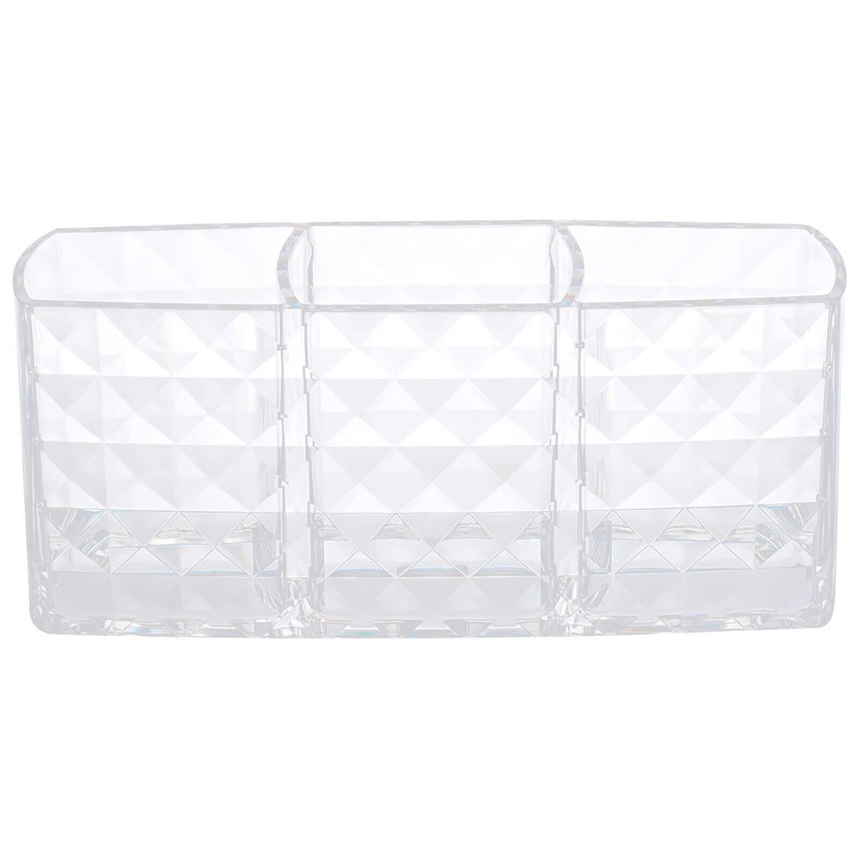 Cosmetic Brushes Storage Makeup, 3 Slot PS Clear Makeup Brush Holder