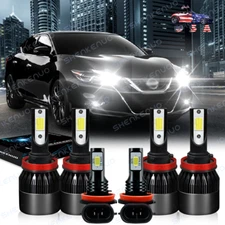For 2007-2018 Nissan Altima Led Headlight Hi/Lo+Fog light bulbs Combo Kit White