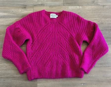 La Petite Maille Frnch Sweater Women's Size S/M Pink Chunky Cropped Mohair Blend
