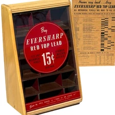 VTG Eversharp Red Top Lead Mechanical Pencil Display Case CBS Radio Advertising