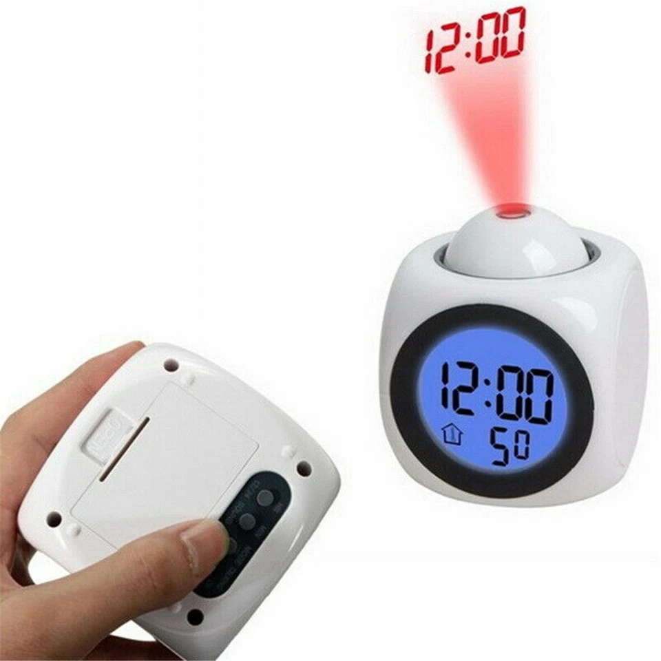 LCD Alarm Clock Digital Projection Display Voice Talking LED Projector - Image 2 of 4