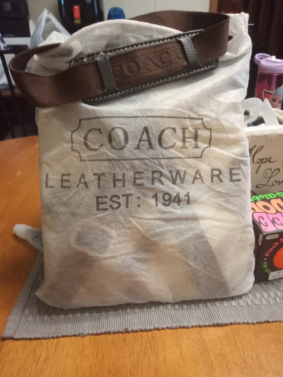 COACH HAND BAG: Brown & Silver Signature Leather Crossbody Handbag